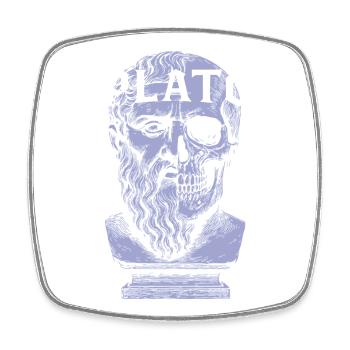 Conception artistique du crâne de Platon - Magnet carré - blanc - Devant