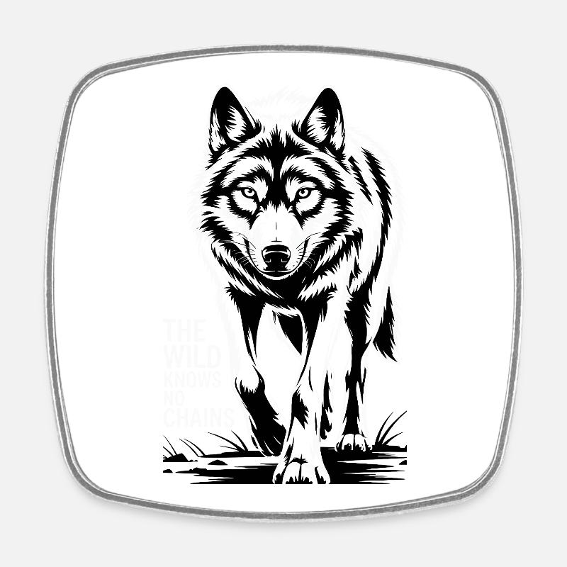 Wild Wolf Freedom - Square fridge magnet - white
