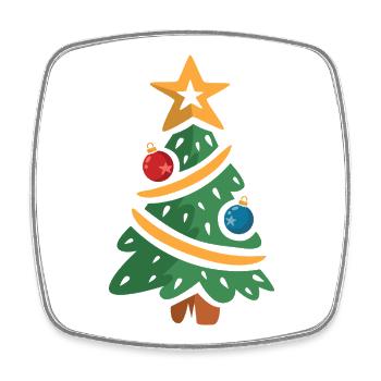 Christmas Tree Cartoon Illustration - Square fridge magnet - white - Front