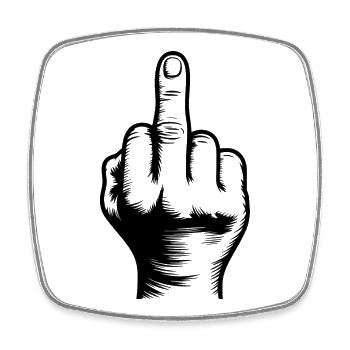 Mittelfinger - Viereckiger Kühlschrankmagnet - Weiß - Vorne