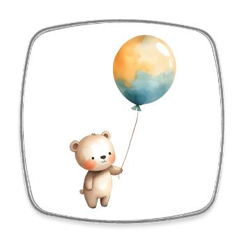 Pastel Teddy Balloon Illustration - Square fridge magnet - white - Front