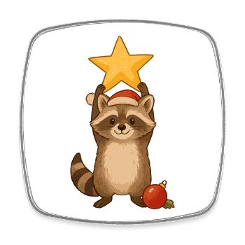 Christmas Raccoon with Star - Square fridge magnet - white - Front