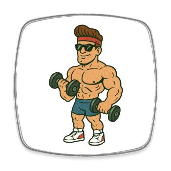Bodybuilder Comic - Viereckiger Kühlschrankmagnet - Weiß - Vorne