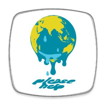 Global Warming Globe - Square fridge magnet - white - Front