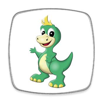 Aventure de l’ami dragon Dino vert - Magnet carré - blanc - Devant