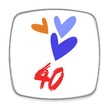 40. 40 YEARS. 40th ANNIVERSARY. 40 YEARS ANNIVERSARY. - Square fridge magnet - white - Front