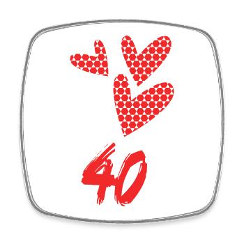 40. 40 ANS. 40e ANNIVERSAIRE. ANNIVERSAIRE 40 ANS. - Magnet carré - blanc - Devant