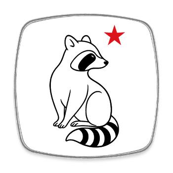 Minimalistischer Weihnachts Waschbär - Viereckiger Kühlschrankmagnet - Weiß - Vorne