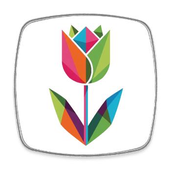 Tulipe géométrique aux couleurs du prisme - Magnet carré - blanc - Devant