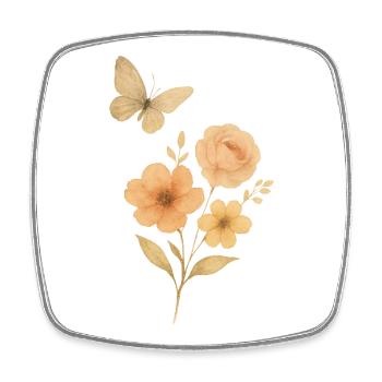 Fleurs pastel avec papillon - Magnet carré - blanc - Devant