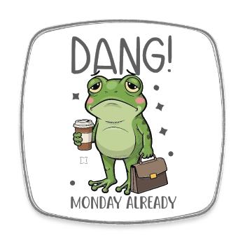 Frog tired on Monday - Square fridge magnet - white - Front