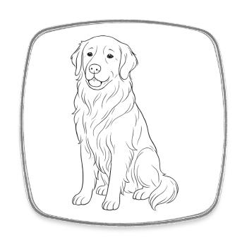 Golden Retriever Dog - Square fridge magnet - white - Front