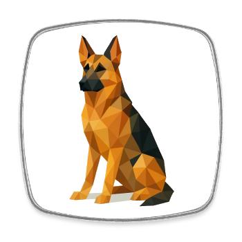 Deutscher Schäferhund in Low Poly - Viereckiger Kühlschrankmagnet - Weiß - Vorne