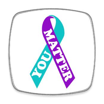 YOU MATTER Suicide Awareness Ribbon - Square fridge magnet - white - Front
