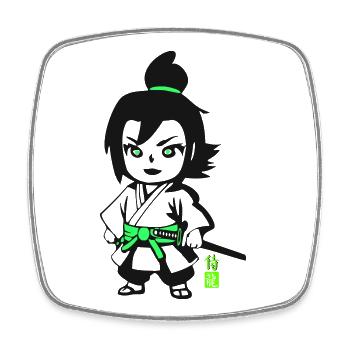 Kleiner Samurai  - Viereckiger Kühlschrankmagnet - Weiß - Vorne