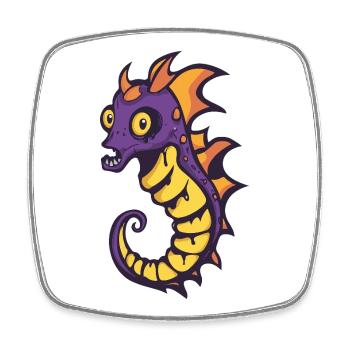 Seahorse Halloween Comic Funny - Square fridge magnet - white - Front