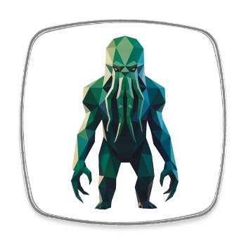 C'thulhu - Cooles Lovecraft Logo - Viereckiger Kühlschrankmagnet - Weiß - Vorne