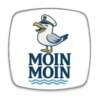 Möwe Kapitän Moin Moin Print - Viereckiger Kühlschrankmagnet - Weiß - Vorne