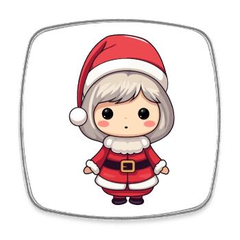Chibi Santa Girl - Square fridge magnet - white - Front