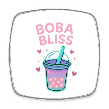 Boba Bliss Pastel Mug - Square fridge magnet - white - Front