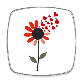 Fleur d’éclat de cœur - Magnet carré - blanc - Devant