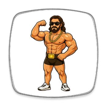 Wrestler with gold chain - Square fridge magnet - white - Front