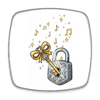 Golden Key and Music Fairy Tale - Square fridge magnet - white - Front