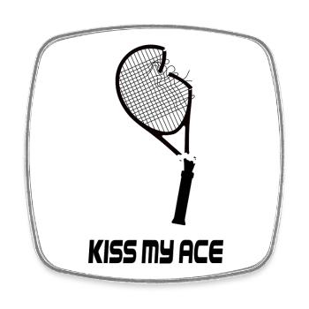 Kiss My Ace - Conception de tennis amusante - Magnet carré - blanc - Devant