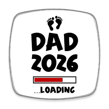 Dad 2026 Loading Papa Baby - Viereckiger Kühlschrankmagnet - Weiß - Vorne