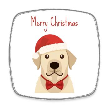 Golden Retriever Merry Christmas Design - Viereckiger Kühlschrankmagnet - Weiß - Vorne