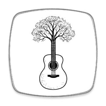 Guitare Baum – créative pour les musiciens, les guitaristes - Magnet carré - blanc - Devant