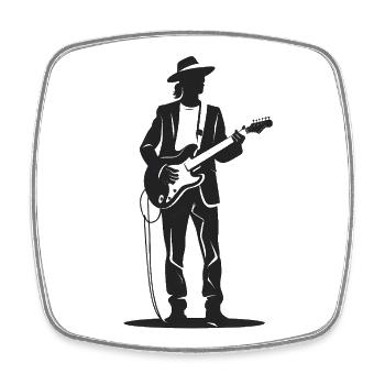 Gitarrist - Cooles Silhouette Logo - Viereckiger Kühlschrankmagnet - Weiß - Vorne