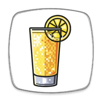 Pixel Lemon Drink Glass - Square fridge magnet - white - Front