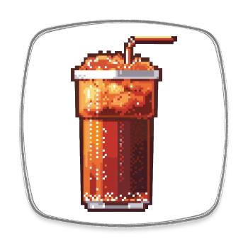 Pixel Cola Glas mit Eis - Viereckiger Kühlschrankmagnet - Weiß - Vorne