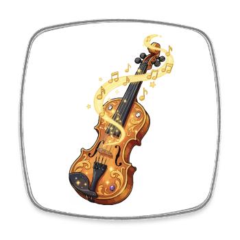 Golden Violin with musical notes - Square fridge magnet - white - Front