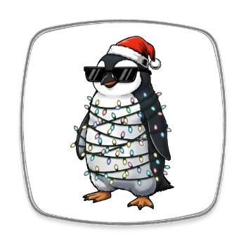 Süßer Pinguin Weihnachten mit Lichterkette Cartoon - Viereckiger Kühlschrankmagnet - Weiß - Vorne