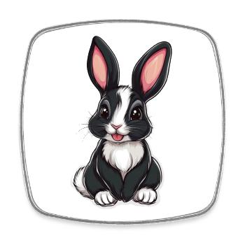 Hase - Viereckiger Kühlschrankmagnet - Weiß - Vorne