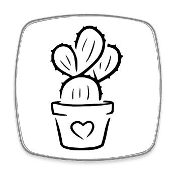 Cactus in a pot with heart – sweet plant motif - Square fridge magnet - white - Front