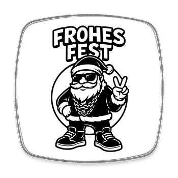 Cool Santa Frohes Fest Weihnachtsmann - Viereckiger Kühlschrankmagnet - Weiß - Vorne
