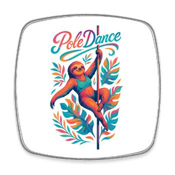 Pole Dance Sloth Pole Dancer Funny Gift - Square fridge magnet - white - Front