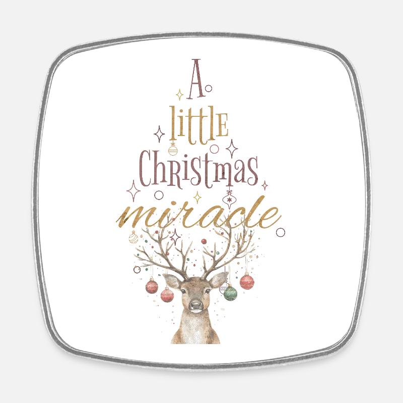 Little Christmas Miracle Deer Christmas - Square fridge magnet - white