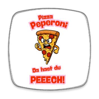 Wütende Pepperoni-Pizza Cartoon - Viereckiger Kühlschrankmagnet - Weiß - Vorne