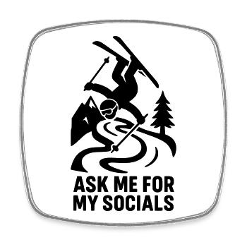 Socials Skiing - Square fridge magnet - white - Front
