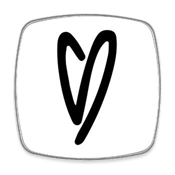Hand-drawn heart line design - Square fridge magnet - white - Front