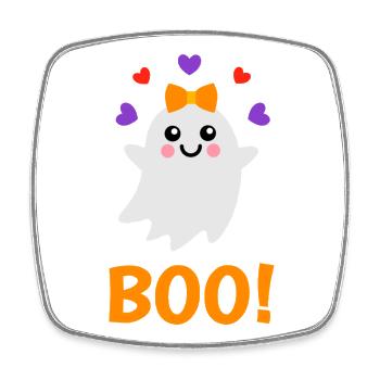 Mignon costume de fantôme d’Halloween Boo - Magnet carré - blanc - Devant