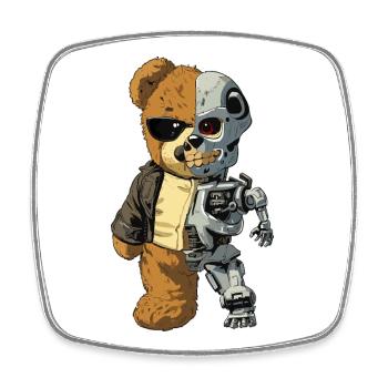Bear Robot Cyborg - Square fridge magnet - white - Front