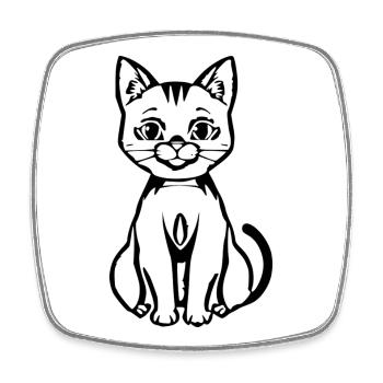 Chat Noir Noir T-shirt chat Cadeau - Magnet carré - blanc - Devant