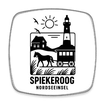 Spiekeroog Island Recreation Holiday Silhouette - Square fridge magnet - white - Front