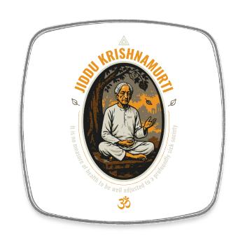 Jiddu Krishnamurti Meditierend in der Natur - Viereckiger Kühlschrankmagnet - Weiß - Vorne