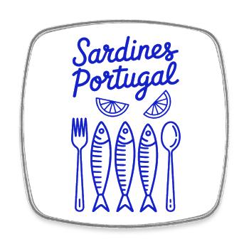 Sardinen Portugal Motiv - Viereckiger Kühlschrankmagnet - Weiß - Vorne